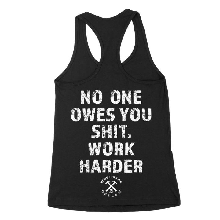 GIRLS TANK WORK HARDER - BLK